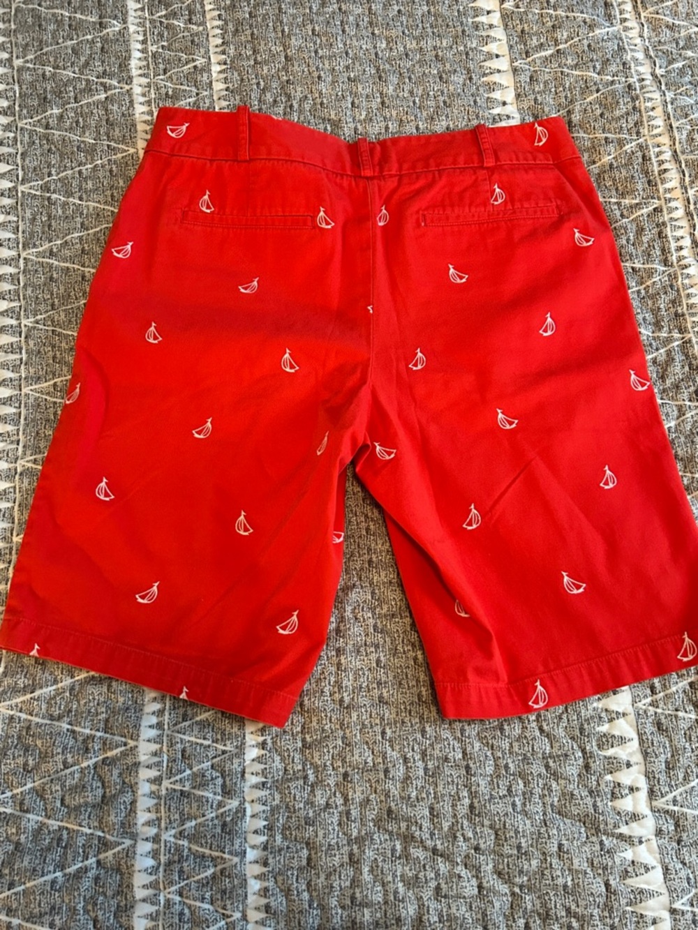 Talbots Red Embroidered Sailboat Bermuda Shorts - Picture 4 of 5